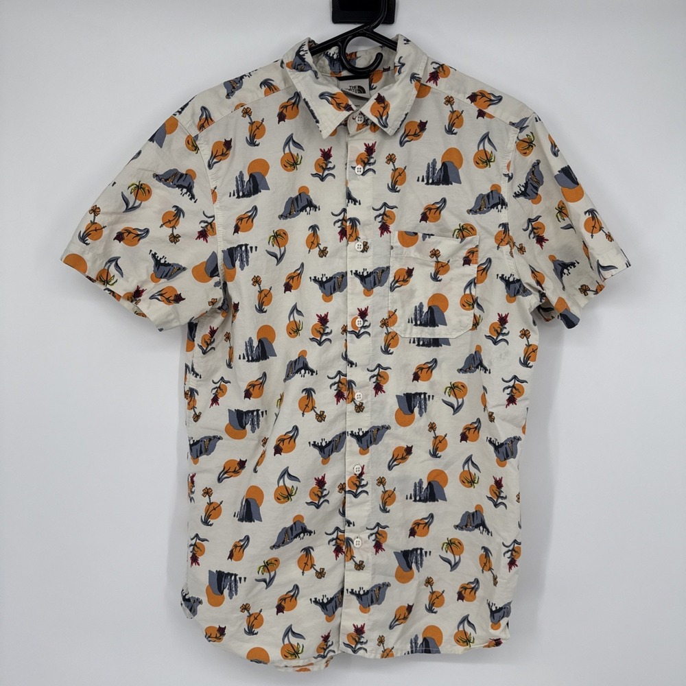 The North‎ Face Baytrail Orange Desert Flower Patterned Button Down Mens Large